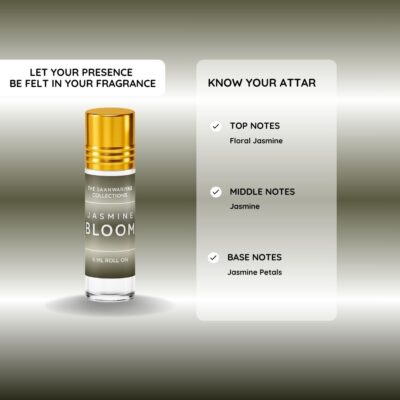12 Jasmine Bloom Attar, Non-Alcoholic Roll-on Fragrance for Men & Women Herbal Attar (Motia/Jasmin)