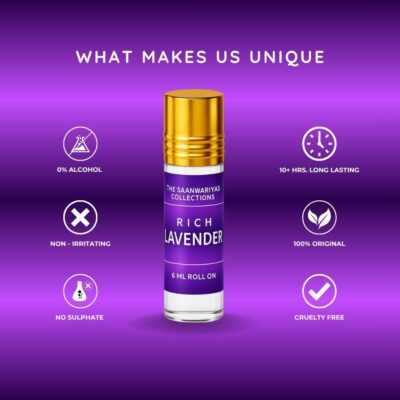 Rich Lavender | No Alcohol Attar | Unisex | Fresh Lavender Blend | Roll-on Herbal Attar (Natural)