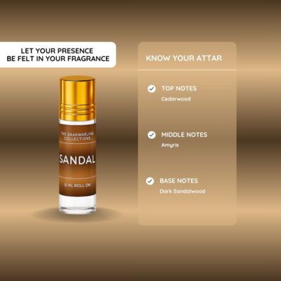 21 Sandalwood Attar, For Men & Women, Woody Blend of Cedarwood, Roll-on Herbal Attar (Sandalwood)
