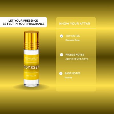 Odyssey Attar | Fragrance For Men & Women, Damask Rose & Oud Blend | Roll-on Floral Attar (Rose Oudh)