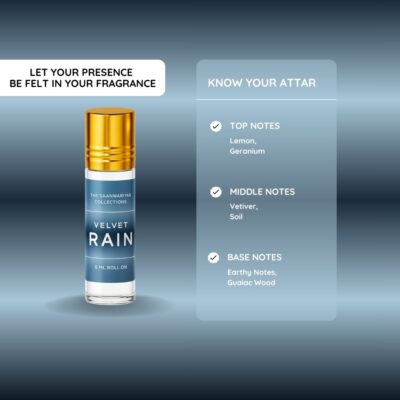 Velvet Rain | Fresh Earthy Notes | Natural Fragrance | No-Alcohol, Roll-on Floral Attar (Natural)