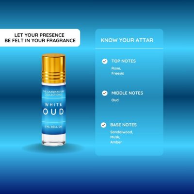 White Oudh, Roll on Alcohol Free Attar For Men & Women, Oudh & Amber Blend Herbal Attar (Sandalwood)